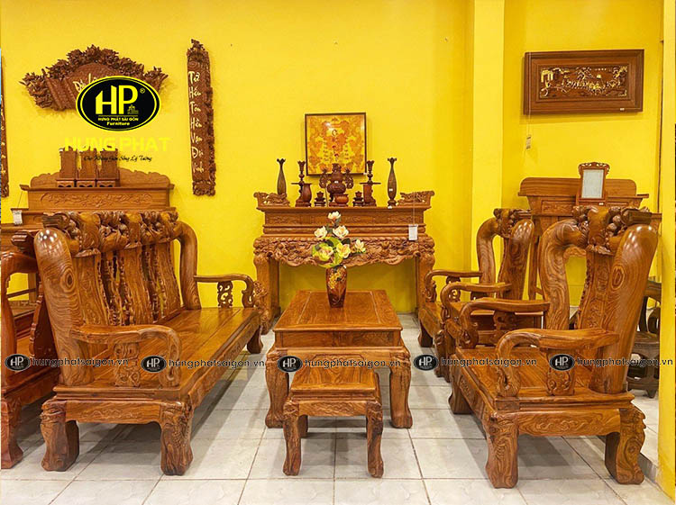bộ bàn ghế 6 món gỗ hương chạm khắc HH-DAO12