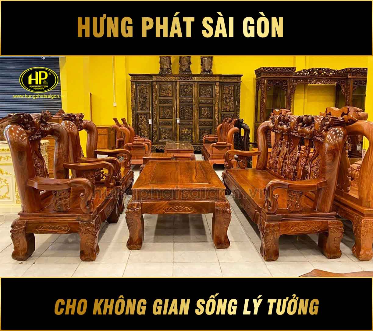 bộ bàn ghế chạm khắc gỗ hương 6 món HH-DAO14