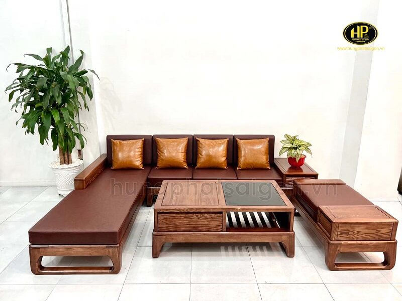 bộ bàn ghế sofa gỗ hình chữ l hs-05