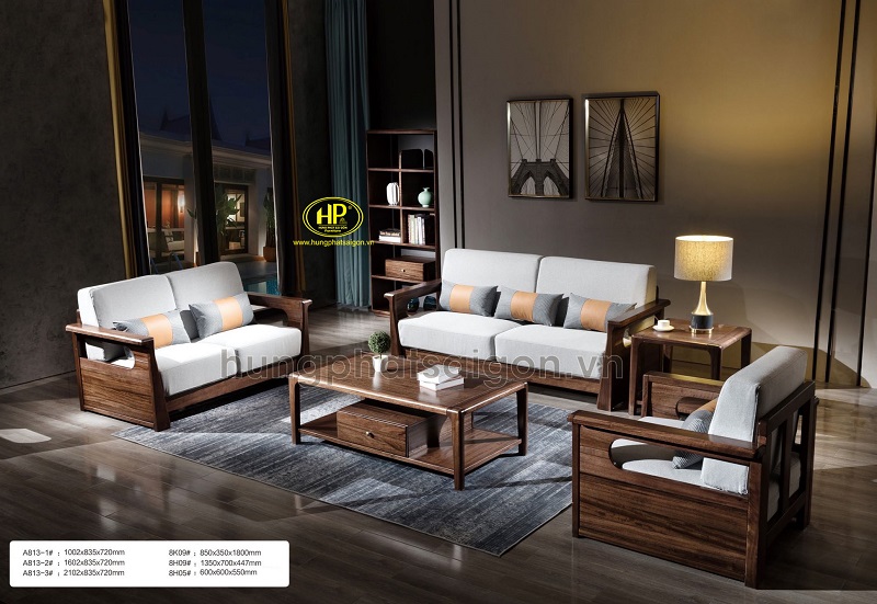 bộ ghế sofa gỗ sồi hiện đại