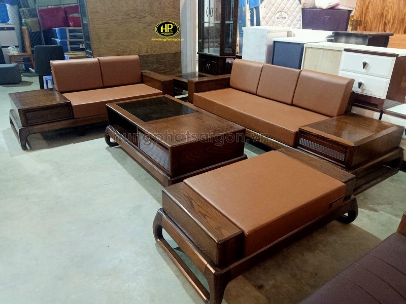 bộ sopha gỗ sồi cao cấp hs-17
