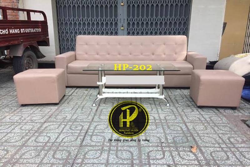 ghế sofa giường màu hồng hg-133