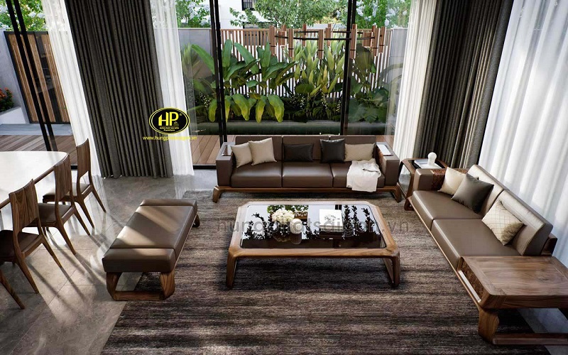 ghế sofa gỗ sồi nga hiện đại hs-24