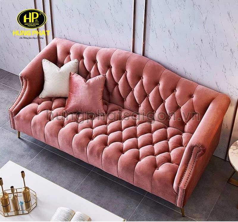 ghế sofa màu hồng tân cổ điển