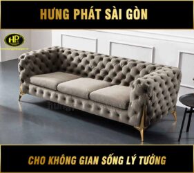 sofa băng vải chân mạ vàng H-60