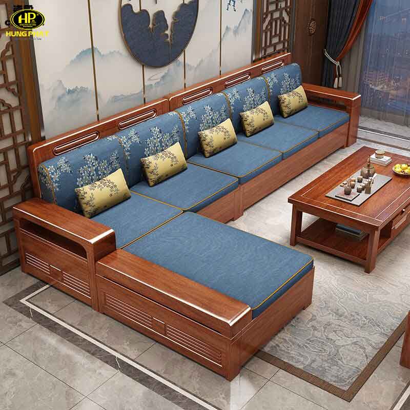 sofa gỗ chữ l trung hoa