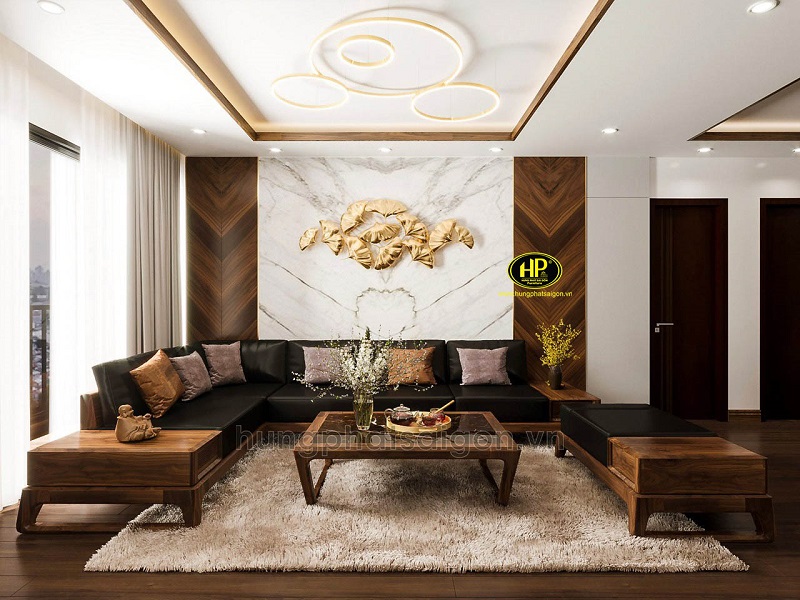 sofa gỗ sồi góc l hs-40