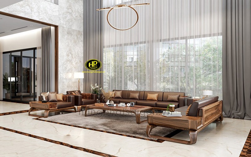 sofa gỗ sồi nguyên khối hs-26