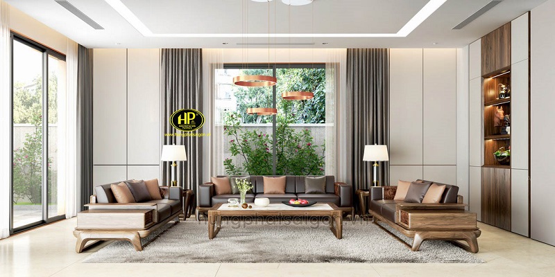sofa gỗ sồi nguyên tấm hs-28