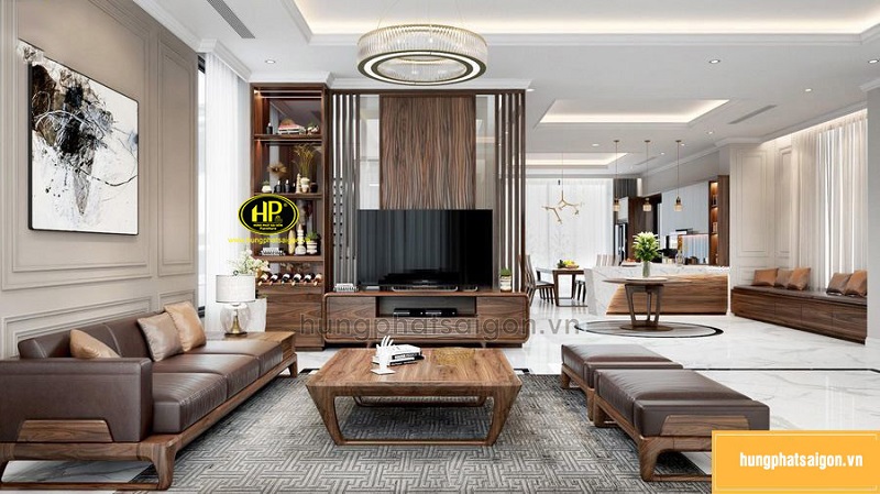 sofa gỗ sồi nguyên tấm hs-35