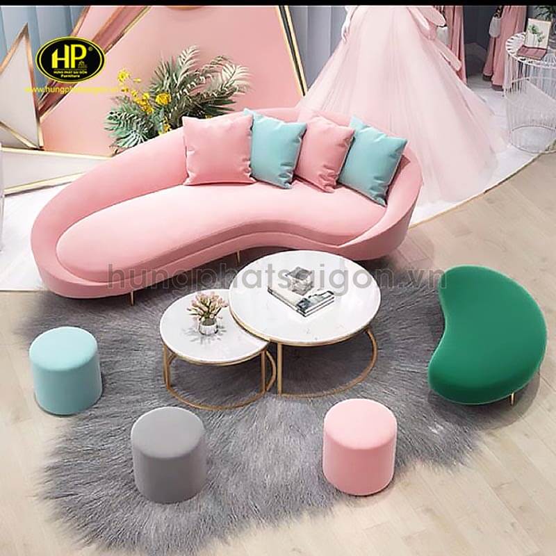 sofa vải màu hồng h-307