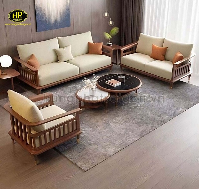 sopha gỗ sồi nhập khẩu cao cấp hs-49