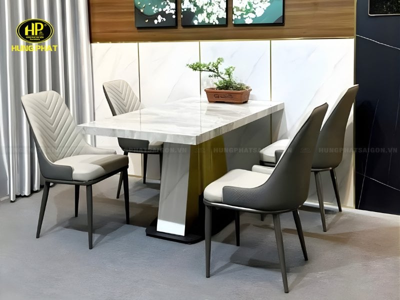 bộ bàn ăn ghép cạnh mặt đá hiện đại ba-25