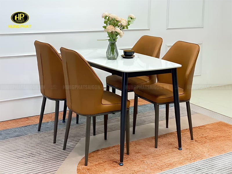 bộ bàn ghế ăn mặt đá ceramic ba-27