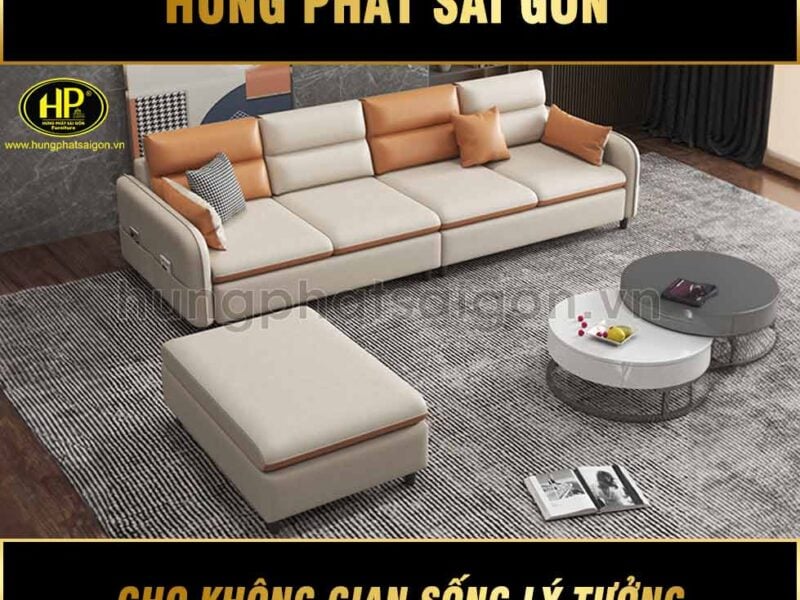 ghế sofa da hiện đại góc L thông minh H-86