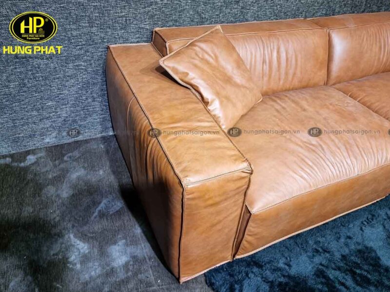 sofa vuông bọc da phòng khách hiện đại H-44