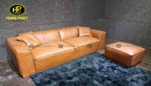 sofa vuông hiện đại bọc da phòng khách H-44