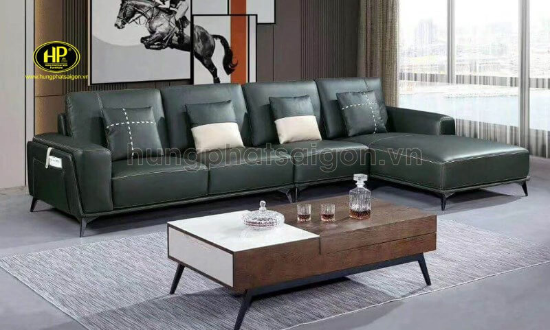 sofa da đơn giản sang trọng h1907