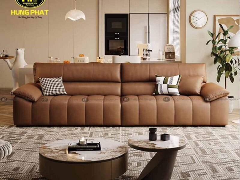 sofa da phòng khách hiện đại H-34