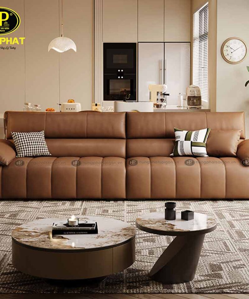 sofa da phòng khách hiện đại H-34