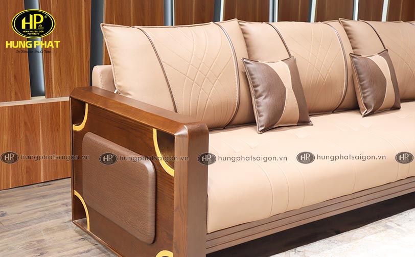 ghế sofa gỗ góc L phòng khách H-885A