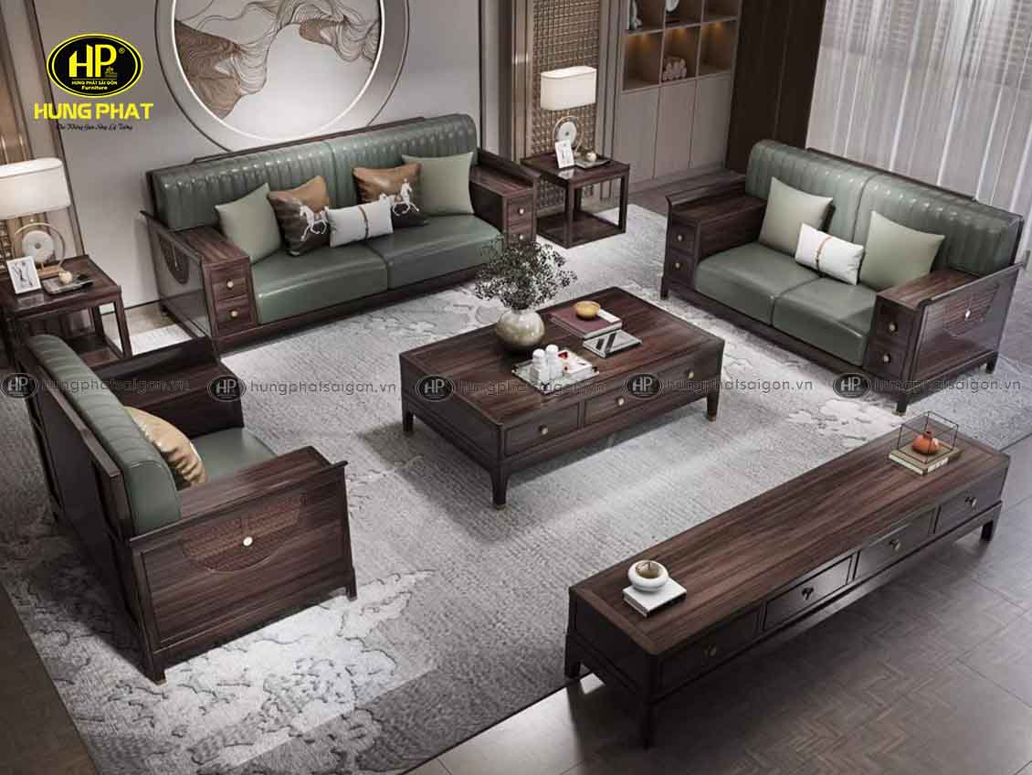 sofa gỗ mun phòng khách cao cấp H903