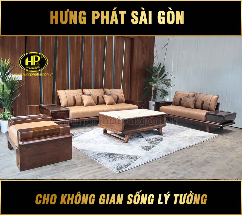 sofa gỗ sồi phòng khách HS-994C