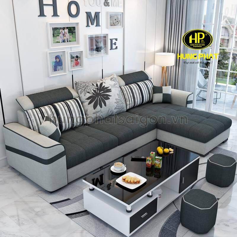 sofa góc vải phối màu H-520