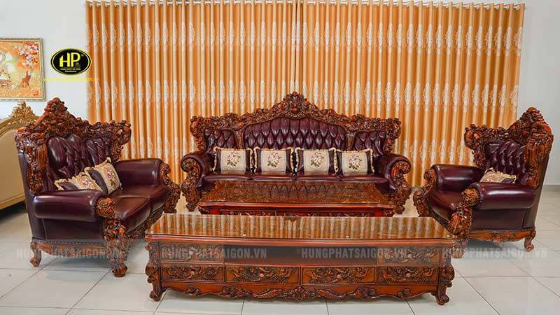 sofa tân cổ điển gỗ hương đỏ m-61