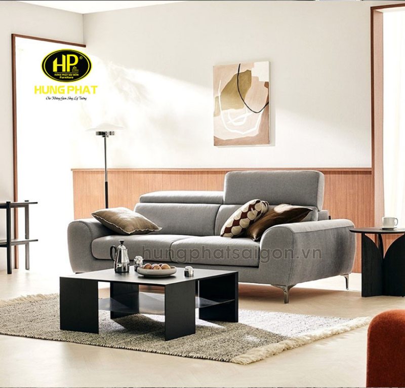 sofa vải phòng khách màu xám h-12