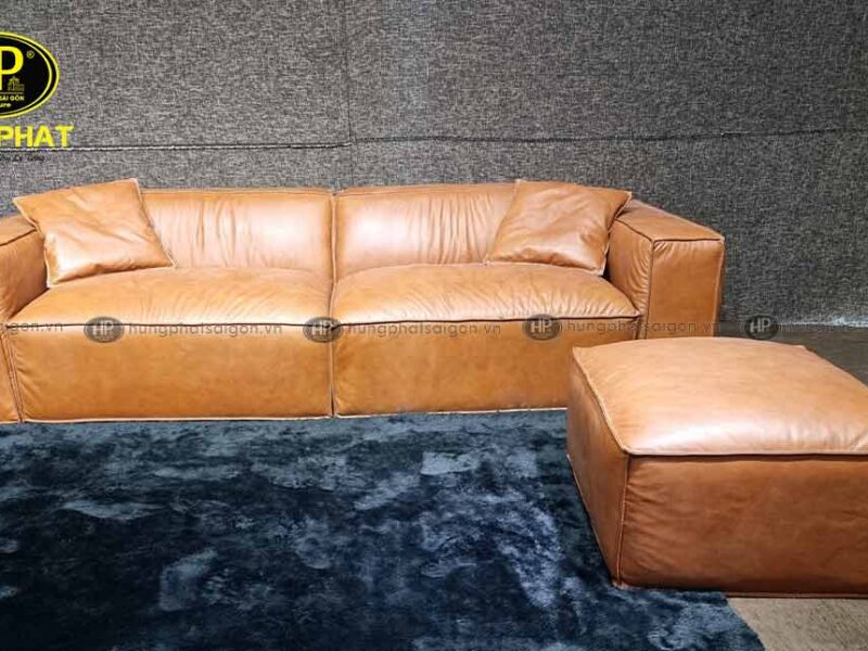 sofa vuông bọc da phòng khách H-44