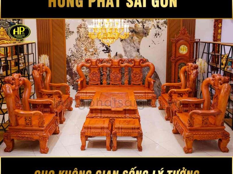 bộ bàn ghế gỗ hương phòng khách 10 món DH-16