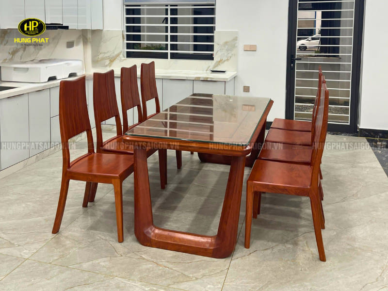 bộ bàn ghế ăn gỗ hương đá BAH-V08