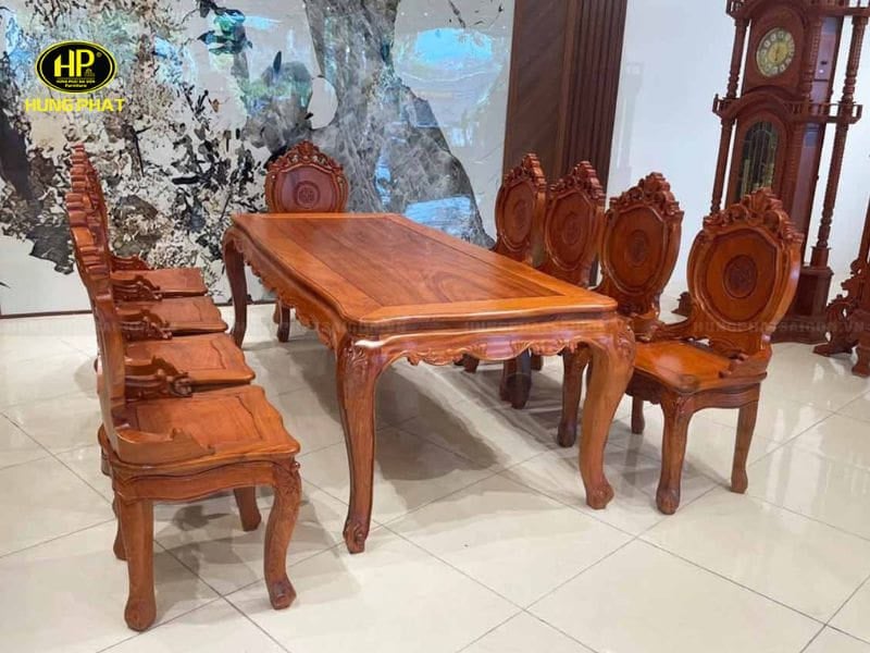 bộ bàn ghế ăn louis đồ gỗ bag-04