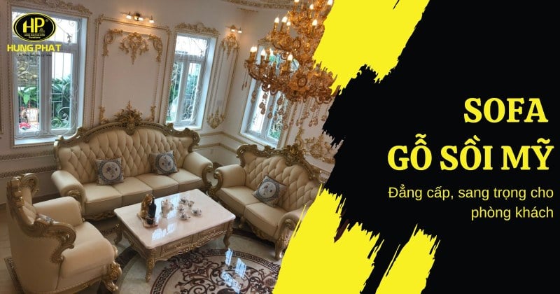 bộ bàn ghế sofa gỗ sồi mỹ