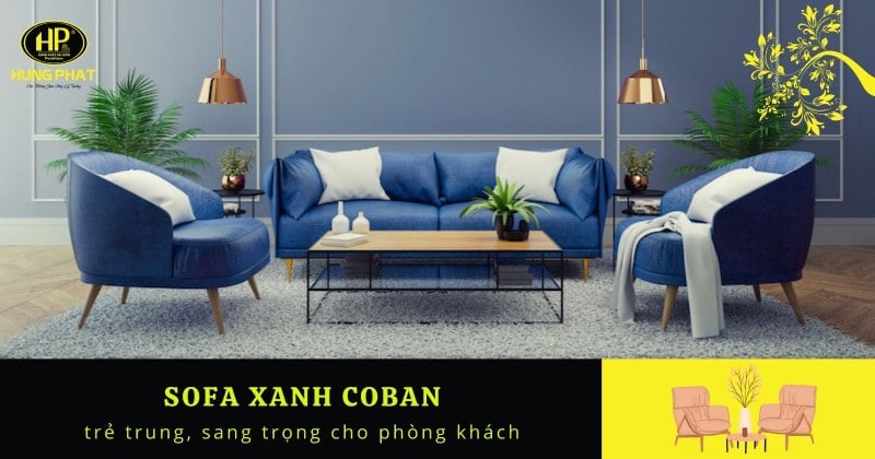 bộ ghế sofa xanh coban