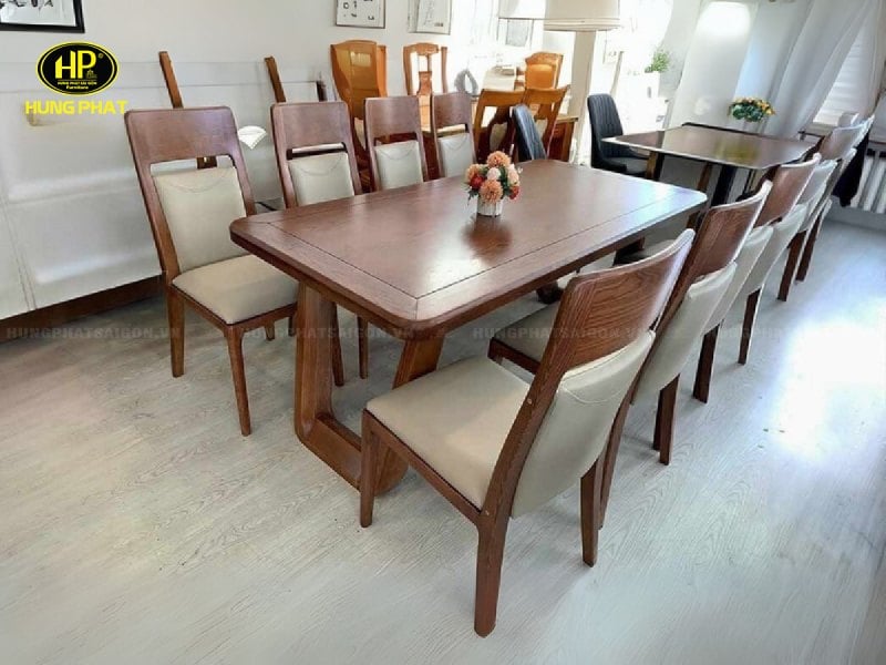 combo bàn ăn gỗ sồi nga 8 ghế tm-21