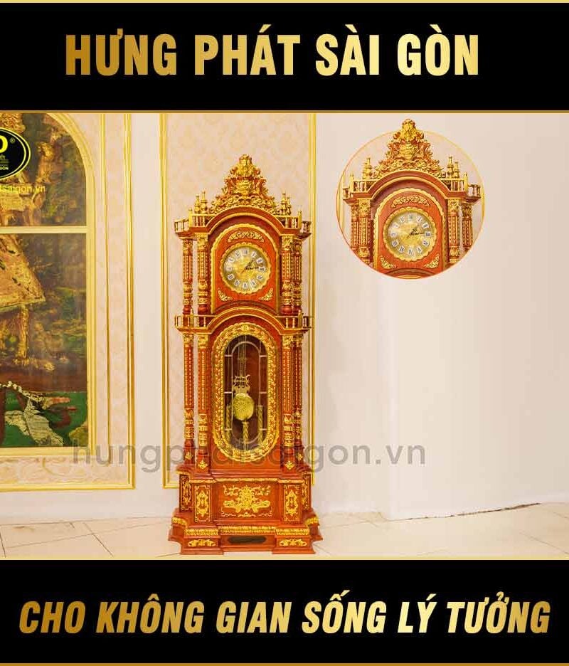 Đồng hồ tứ trụ quả lắc mạ vàng DHH-07