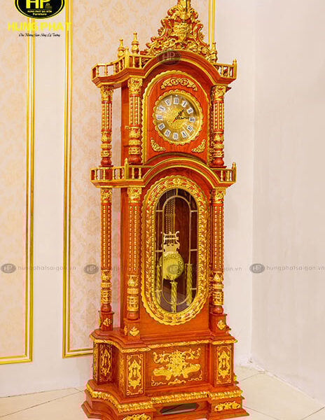 Đồng hồ tứ trụ quả lắc mạ vàng gỗ DHH-07
