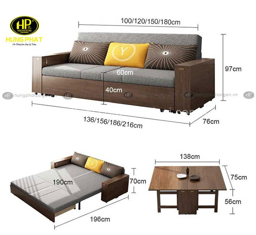 ghế sofa giường gỗ đa năng 6 trong 1 nhập khẩu GK-980