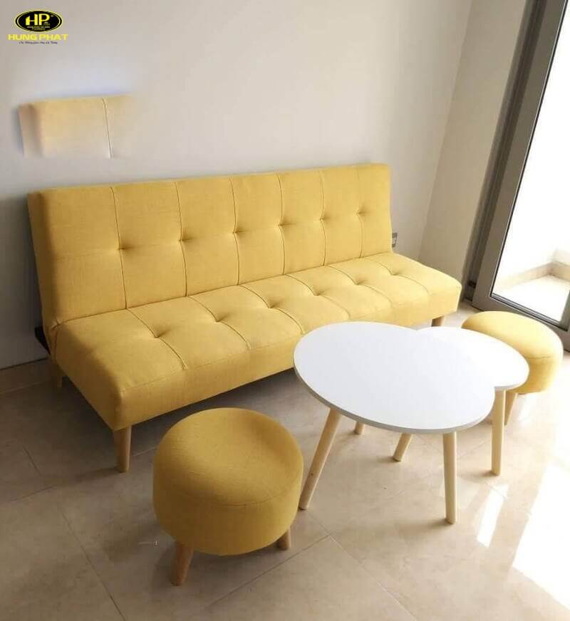 sofa bed bệt dạng gấp màu vàng