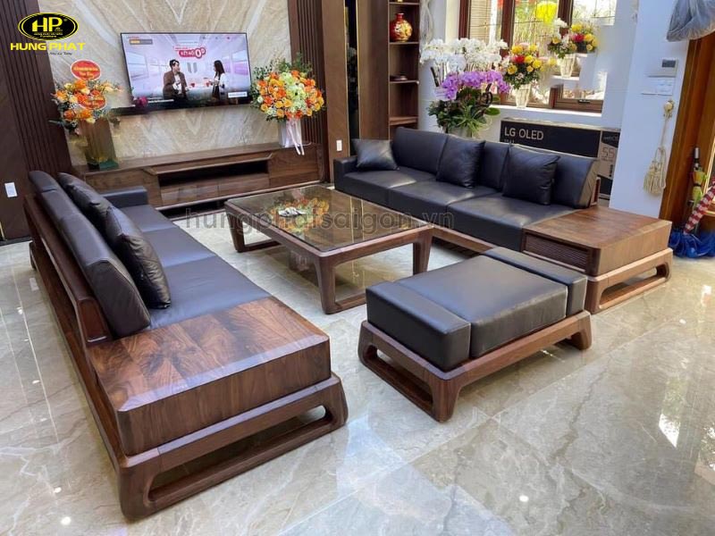 Sofa chân quỳ gỗ óc chó văn phòng ho-42