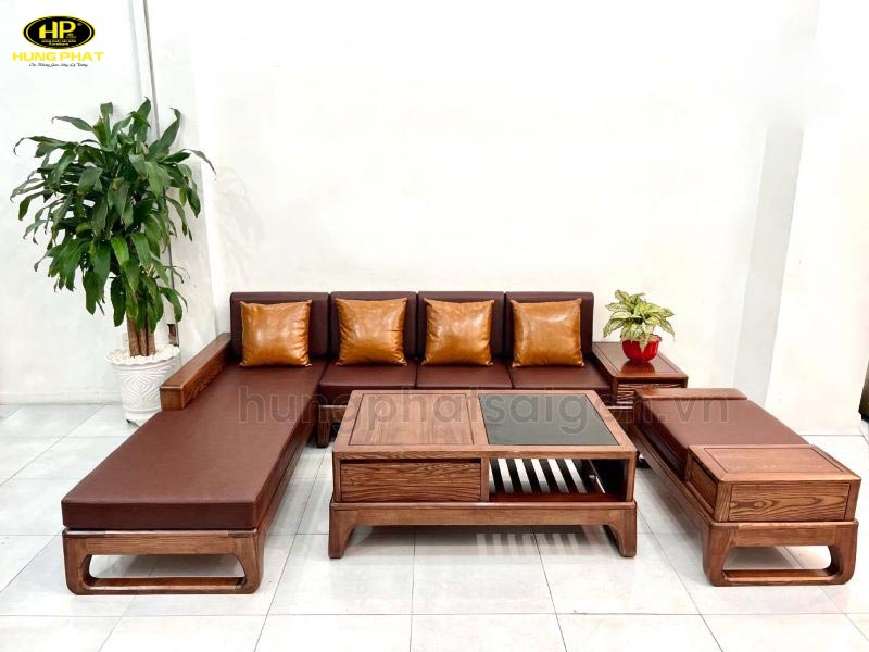 Sofa chân quỳ gỗ sồi hs-05