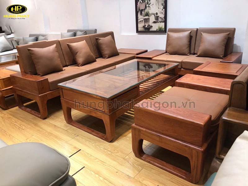 Sofa chân quỳ văn phòng gỗ hương hh-19