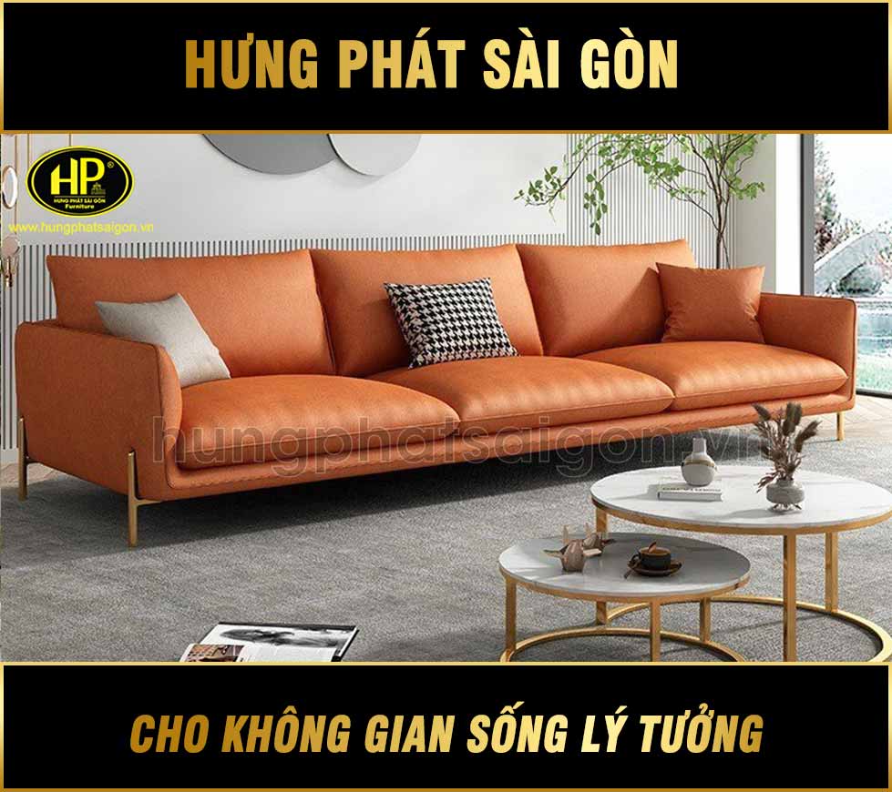 sofa da chân mạ vàng sang trọng H-97