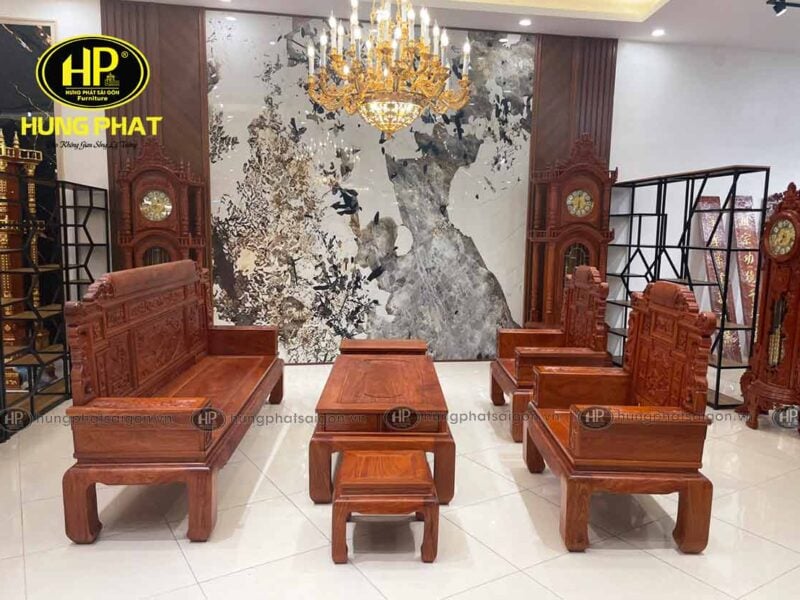 bộ sofa gỗ 6 món chạm khắc nghinh phúc NPH-01