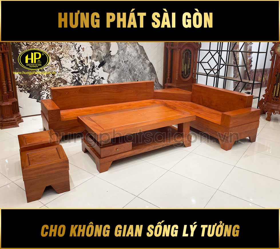 bộ sofa góc gỗ hương GH-01