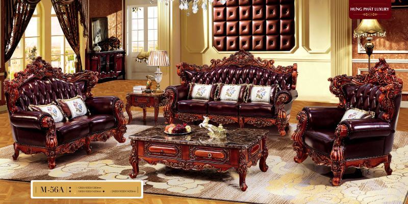 sofa gỗ sồi hoa kỳ tân cổ điển m56a