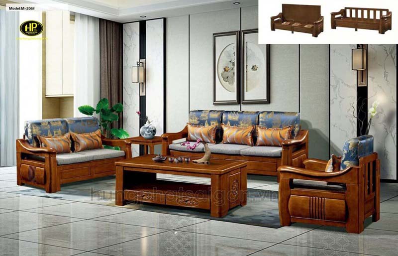 Sofa gỗ tân bì dễ vệ sinh