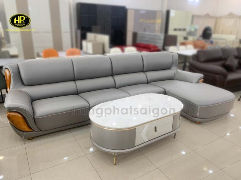 sofa góc trái da bò nhập khẩu 908